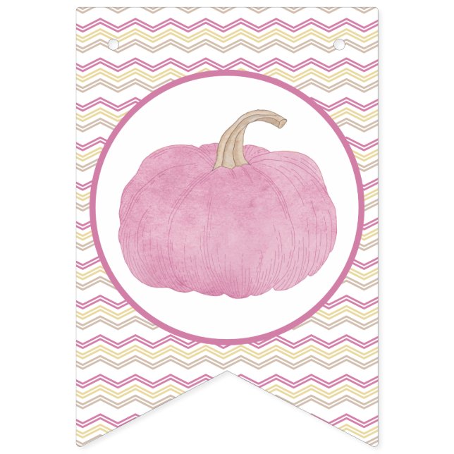 Pink Pumpkin Birthday Party Banner (First Flag)