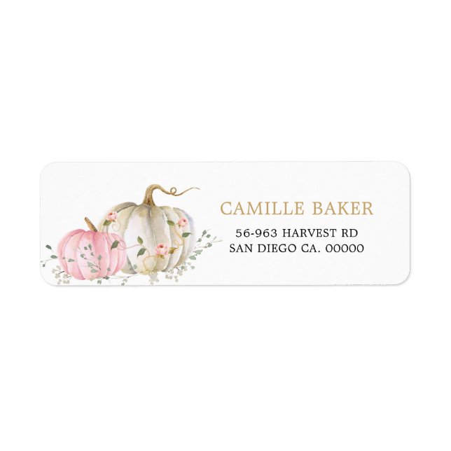 Pink Pumpkin Birthday Return Address Label (Front)