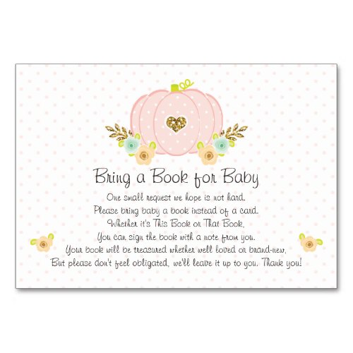 Pink Pumpkin Book Request Baby Shower Cards