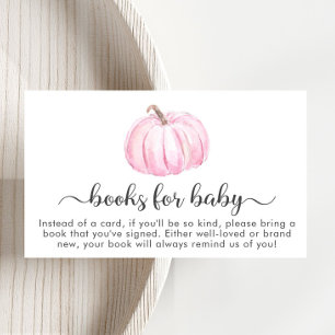 Pink Pumpkin Books For Baby Girl Shower Enclosure Card