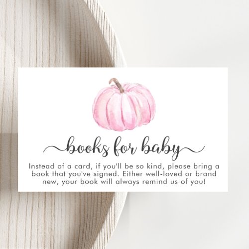 Pink Pumpkin Books For Baby Girl Shower Enclosure Card