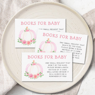 Pink Pumpkin Books For Baby Girl's Baby Shower Enclosure Card