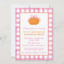 Pink Pumpkin Bow Baby Shower Invitation