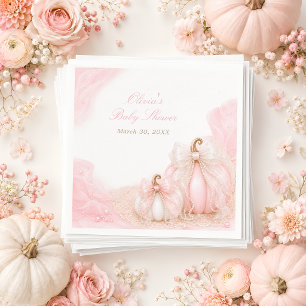 Pink Pumpkin Bow Elegant Baby Shower Napkins