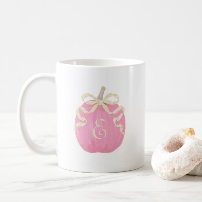 Pink Pumpkin Bow Mug (With Donut)