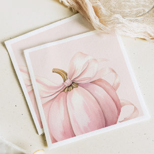 Pink Pumpkin Bow Watercolor Napkins