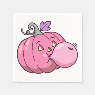 Pink Pumpkin Bubble Gum Cute Pastel Halloween Napkins