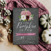 Pink Pumpkin Chalkboard Baby Shower Invitation