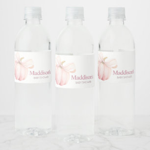 Pink Pumpkin Coquette Baby Shower Water Bottle Label
