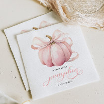 Pink Pumpkin Coquette Bow Baby Shower Napkins