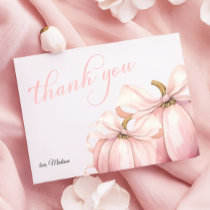 Pink Pumpkin Coquette Bow Baby Shower Thank You Card