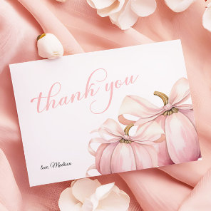 Pink Pumpkin Coquette Bow Baby Shower Thank You Card