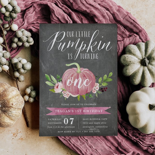 Pink Pumpkin Custom Age Birthday Party Invitation (Creator Uploaded)
