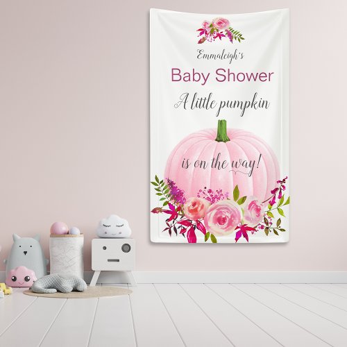 Pink Pumpkin Custom Baby Shower Banner