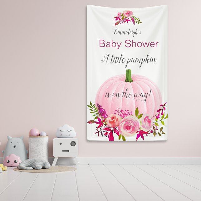 Pink Pumpkin Custom Baby Shower Banner (Creator Uploaded)