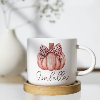 Pink Pumpkin Custom Name Fall Autumn Coffee