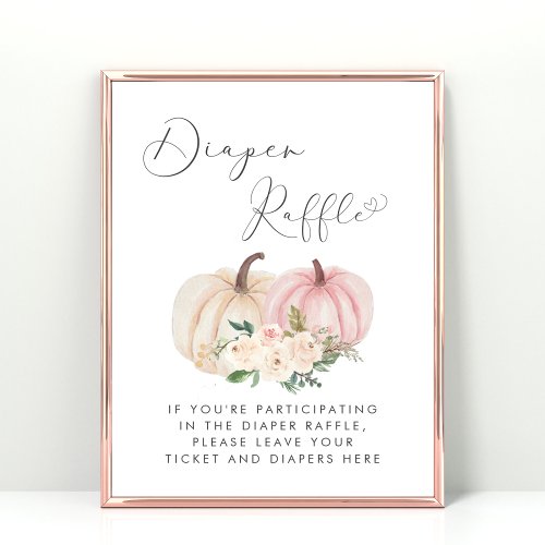 Pink Pumpkin Diaper Raffle Baby Girl Shower Poster