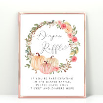 Pink Pumpkin Diaper Raffle Baby Girl Shower Poster