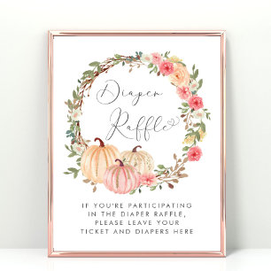 Pink Pumpkin Diaper Raffle Baby Girl Shower Poster