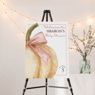 Pink Pumpkin Elegant on the Way Fall Baby Shower Foam Board
