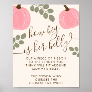 Pink Pumpkin Eucalyptus Baby Shower Belly Game Poster