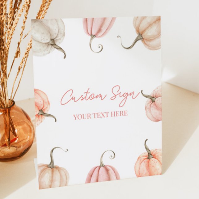 Pink Pumpkin Fall Autumn Custom Party Pedestal Sign (Creator Uploaded)