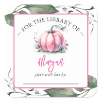 Pink Pumpkin Fall Baby Shower Bookplate