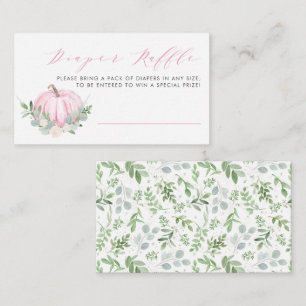 Pink Pumpkin Fall Baby Shower Diaper Raffle Card