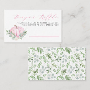 Pink Pumpkin Fall Baby Shower Diaper Raffle Card