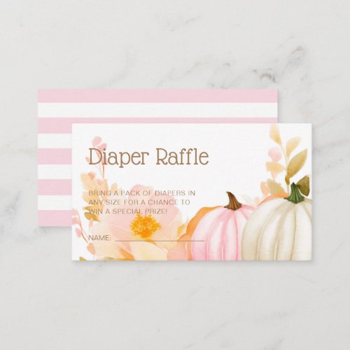 Pink Pumpkin Fall Baby Shower Diaper Raffle Enclosure Card