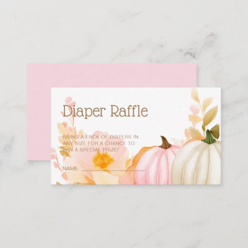 Pink Pumpkin Fall Baby Shower Diaper Raffle Enclosure Card