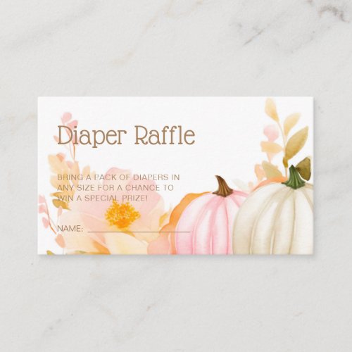 Pink Pumpkin Fall Baby Shower Diaper Raffle Enclosure Card