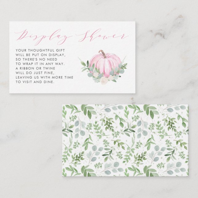 Pink Pumpkin Fall Baby Shower Display Shower Enclosure Card (Front/Back)