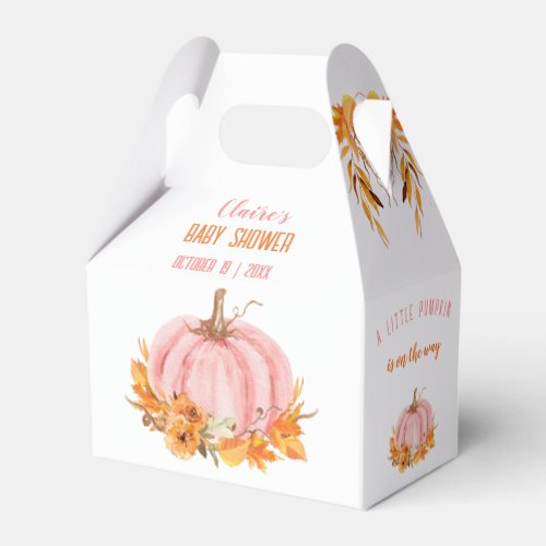 Pink Pumpkin Fall Baby Shower Favor Box