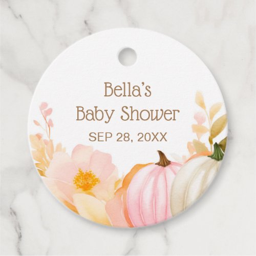 Pink Pumpkin Fall Baby Shower Favor Tags