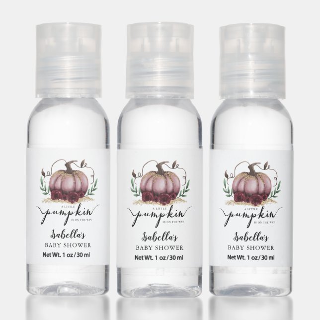 Pink Pumpkin Fall Baby Shower Hand Sanitizer (Set)