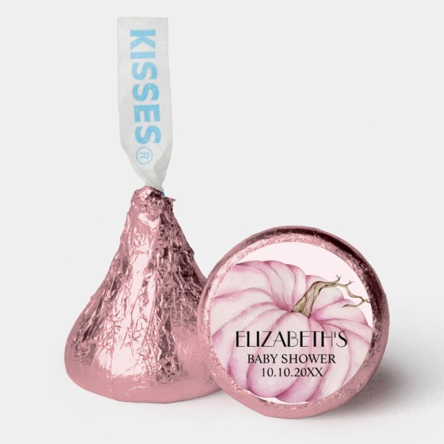 Pink Pumpkin Fall Baby Shower Hershey®'s Kisses® (Front)