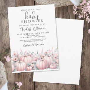 Pink Pumpkin Fall Baby Shower Invitation