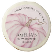 Pink Pumpkin Fall Baby Shower Sugar Cookie (Front)