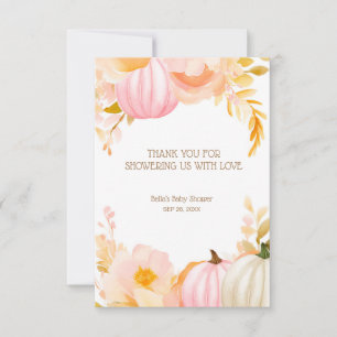 Pink Pumpkin Fall Baby Shower Thank You Card