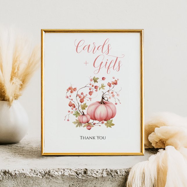 Pink Pumpkin Fall Berry Baby Shower Cards and Gift Poster (Creator Uploaded)