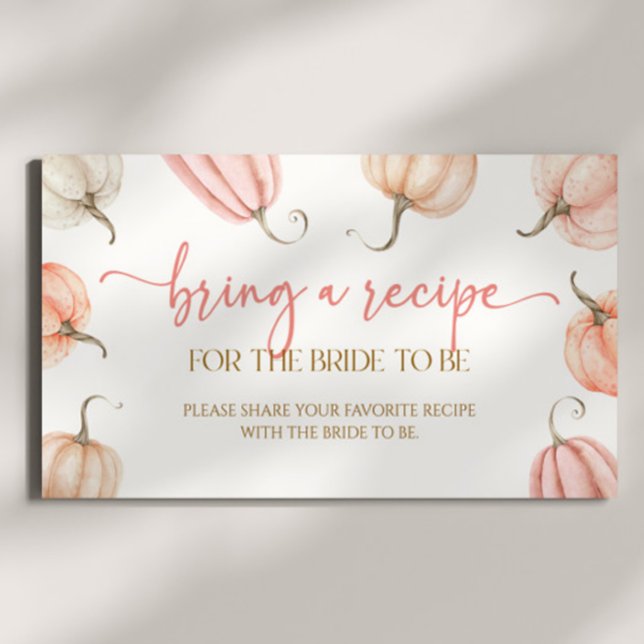 Pink Pumpkin Fall Bridal Shower Bring A Recipe Enclosure Card (Creator Uploaded)