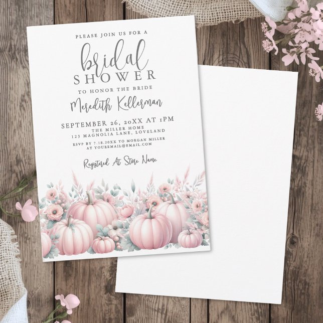 Pink Pumpkin Fall Bridal Shower Invitation (Pink Pumpkin Fall Bridal Shower Invitation)