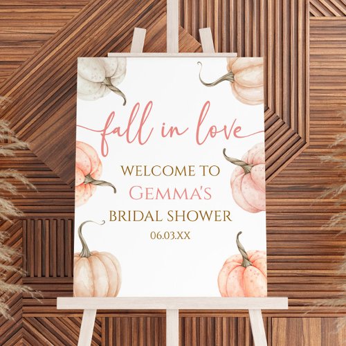 Pink Pumpkin Fall Bridal Shower Welcome Sign