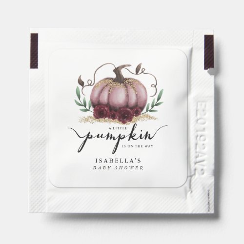 Pink Pumpkin Fall Floral Baby Shower Hand Sanitizer Packet