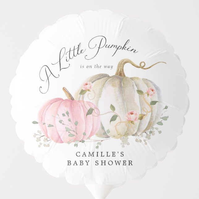 Pink Pumpkin Fall Girl Baby Shower Balloon (Front)