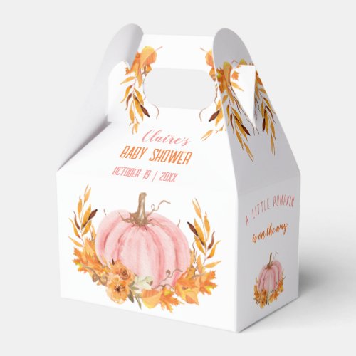 Pink Pumpkin Fall Girl Baby Shower Favor Box