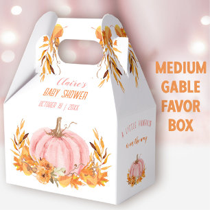 Pink Pumpkin Fall Girl Baby Shower Medium Gable Favor Boxes