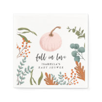 Pink Pumpkin Fall In Love Baby Shower Napkins