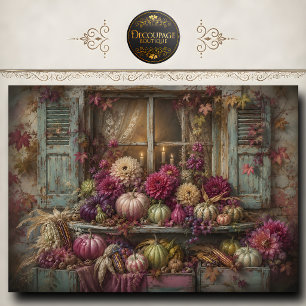 Pink Pumpkin Fall Window Decoupage Tissue Paper